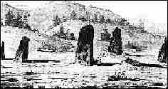 Sandtrasteinene - tegning fra 1845